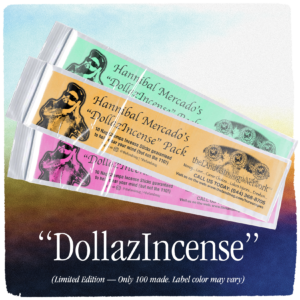 Advert for the land's incense pack