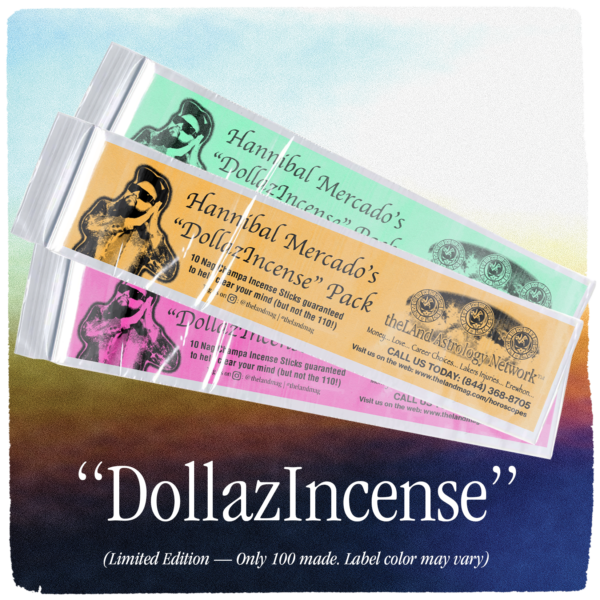 Advert for the land's incense pack